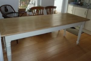 Oak kitchen table after refinishing