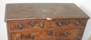 Top of drawers before restoration